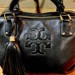 Tory Burch large black satchel bag with three compartments. Great condition.